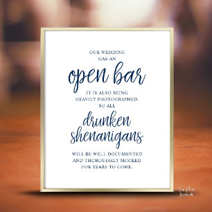 Affiche Mariage Rustique Bar Ouvert, Frasques d'Ivrognes