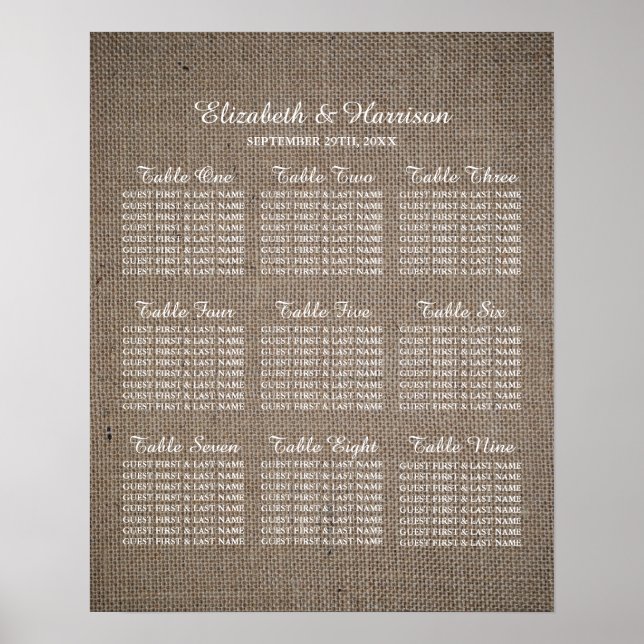 Affiche Mariage Rustique Burlap (Devant)
