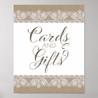 Affiche Mariage rustique Burlap et dentelle, panneau de Fê