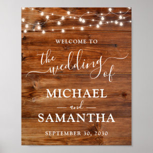 Affiche Mariage rustique en bois simple et élégant