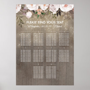Affiche Mariage Rustique Floral Bois