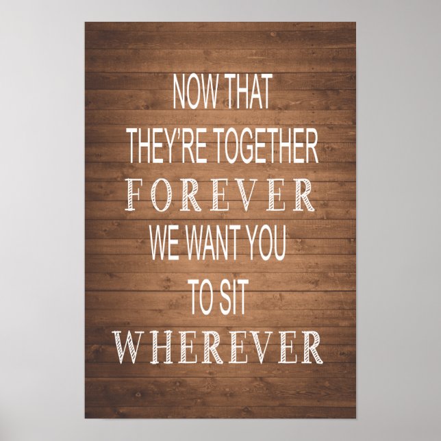 Affiche Mariage rustique | panneau de grains de bois | s'a (Devant)