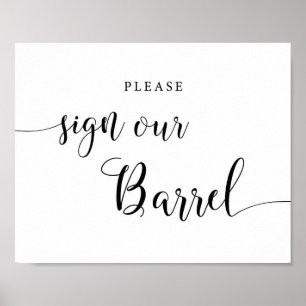 Affiche Mariage rustique Signe notre baril Guestbook Signe