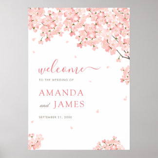 Affiche Mariage Sakura Japanese Cherry Blossoms Bienvenue
