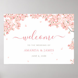 Affiche Mariage Sakura Japanese Cherry Blossoms Bienvenue