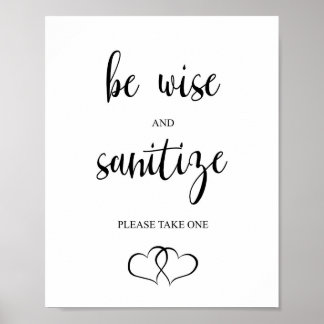 Affiche Mariage Sanitize signe, Soyez sage et sanitize.