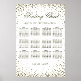 Affiche Mariage Siège 12 Table Gold Confetti