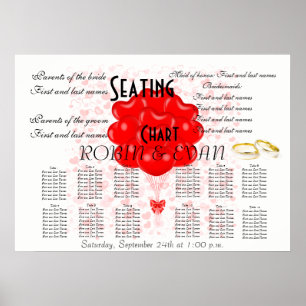 Affiche Mariage Sièges Cartes Coeurs Destinée