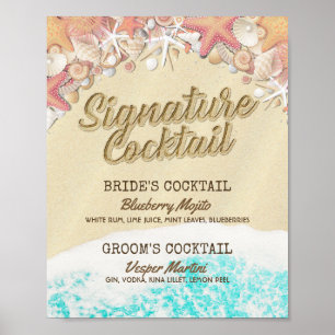 Affiche Mariage Signature Boire Menu Été Plage Starfish