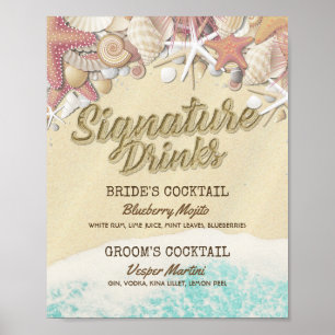 Affiche Mariage Signature Boire Menu Été Plage Starfish