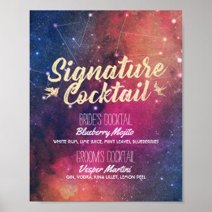Affiche Mariage Signature Boire Menu Galaxy Constellations