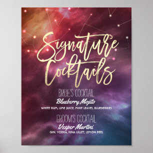 Affiche Mariage Signature Boire Menu Galaxy Constellations