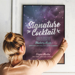 Affiche Mariage Signature Boire Menu Galaxy Constellations
