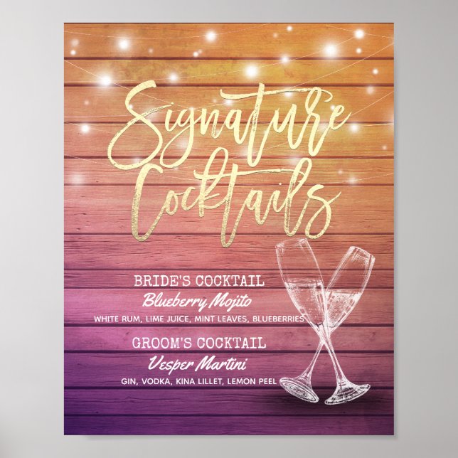 Affiche Mariage Signature Boisson Menu Champagne Verre Boi (Devant)