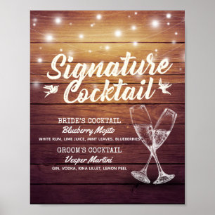 Affiche Mariage Signature Boisson Menu Champagne Verre Boi