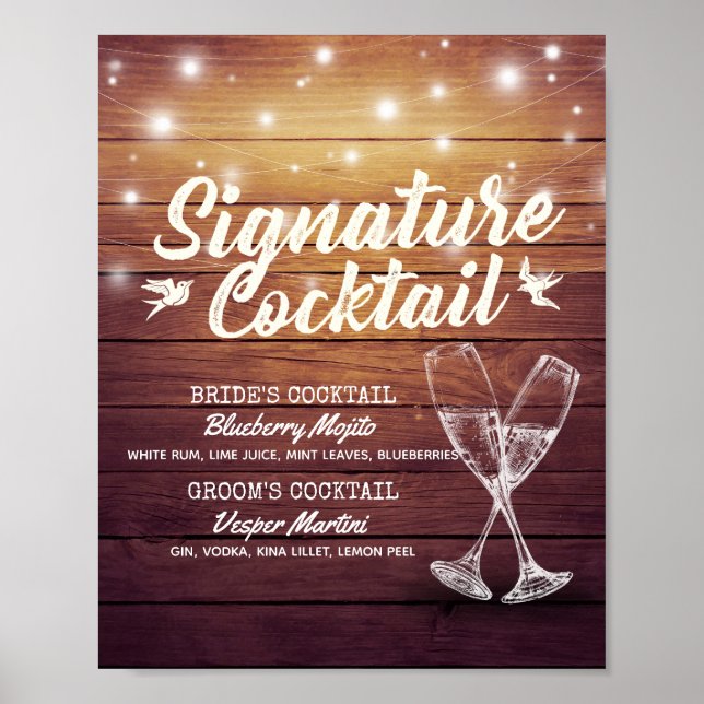 Affiche Mariage Signature Boisson Menu Champagne Verre Boi (Devant)