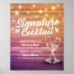 Affiche Mariage Signature Boisson Menu Champagne Verre Boi