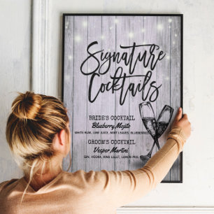 Affiche Mariage Signature Boisson Menu Champagne Verre Boi