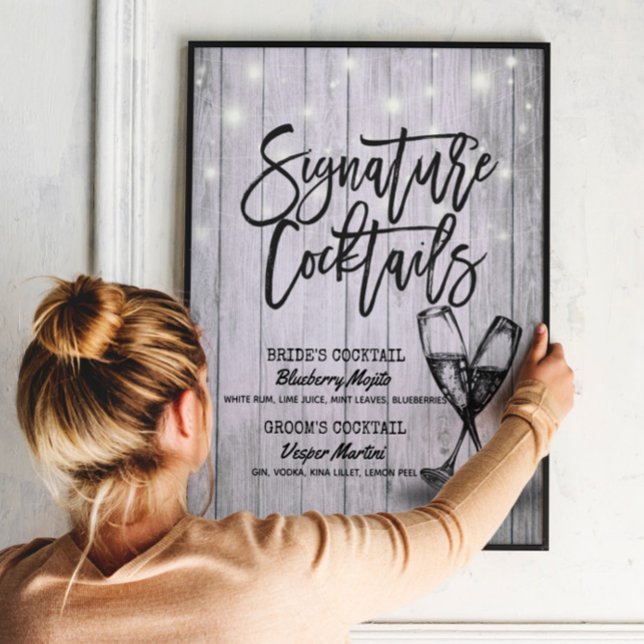 Affiche Mariage Signature Boisson Menu Champagne Verre Boi (Créateur téléchargé)