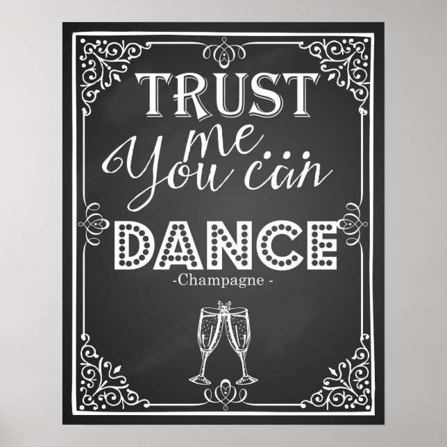 Affiche mariage signe croyez-moi vous pouvez Danse Champag (Devant)