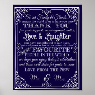 Affiche Mariage signe merci de nouveau Mr & Mrs.