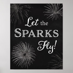 Affiche Mariage Signer Fireworks Laisser les étincelles vo
