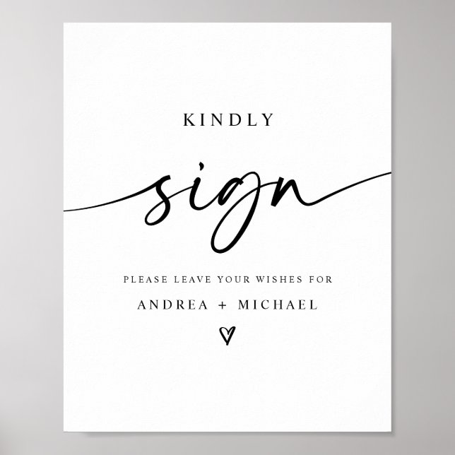 Affiche Mariage Signer Livre d'invité Moderne Minimaliste  (Devant)