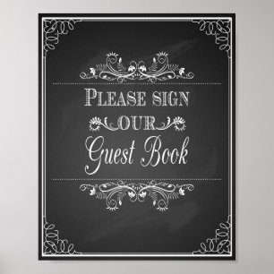 Affiche Mariage signer S'il vous plaît signer notre livre 