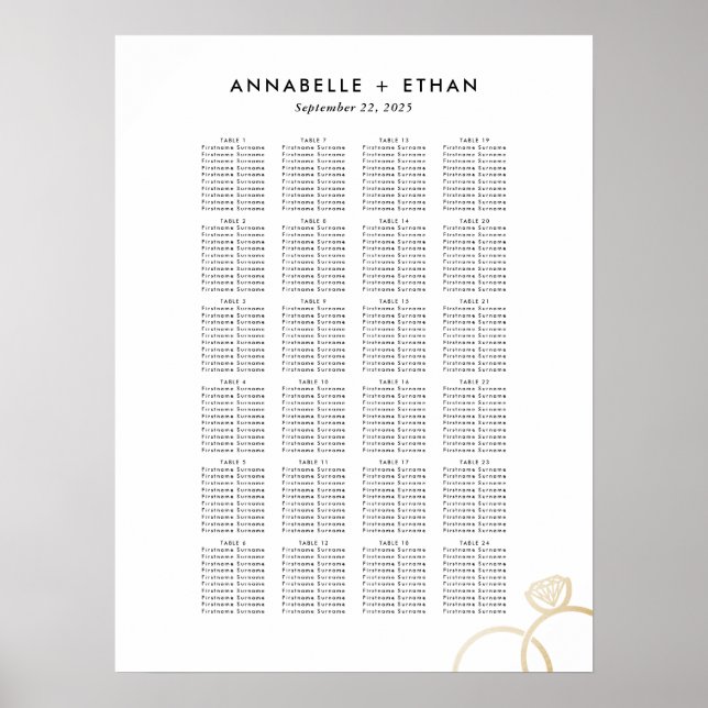 Affiche Mariage simple Gold Modern Cercles (Devant)
