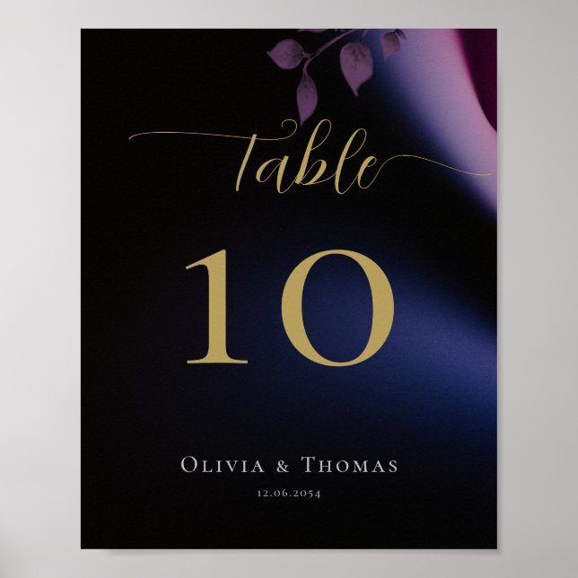 Affiche Mariage simple Moody Black Darple Purple Eucalyptu (Devant)