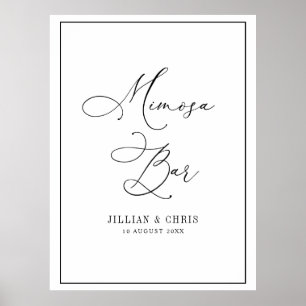 Affiche mariage simple noir et blanc signe barre mimosa