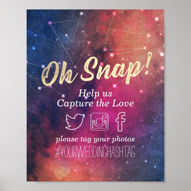 Affiche Mariage Snap Hashtag Galaxy Nebula Constellations (Devant)
