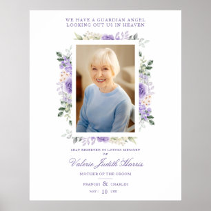 Affiche Mariage Souvenir Photo Proches Teintes Violettes