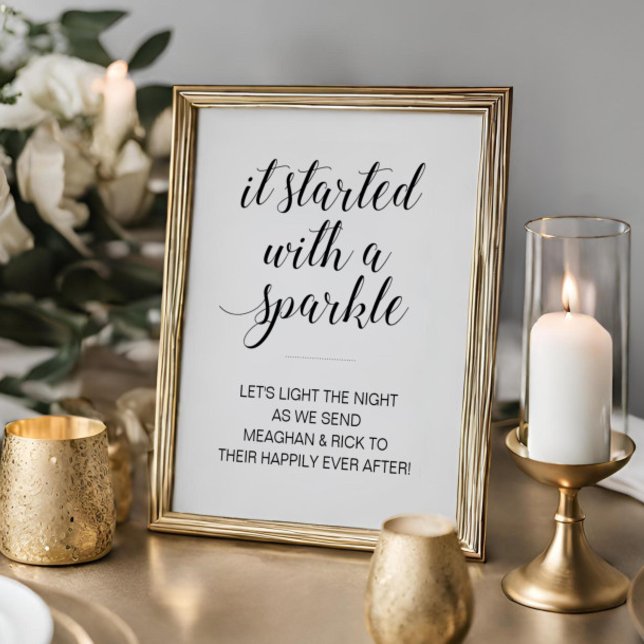 Affiche Mariage Sparkler Signaler Il A Commencé Avec Une É (Créateur téléchargé)