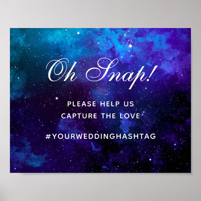 Affiche Mariage spatial. Nuit étoilée. Hashtag instagram d (Devant)