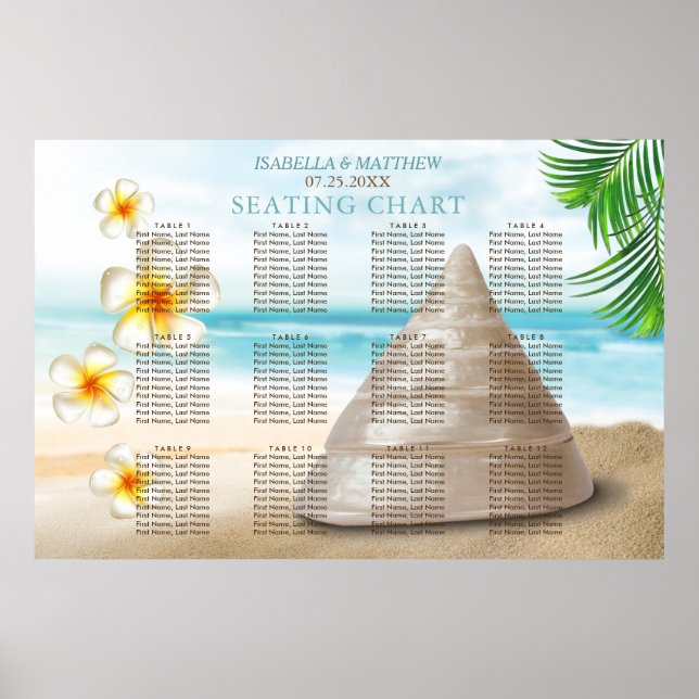 Affiche Mariage sur la plage - Carte des places (Devant)