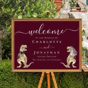 Affiche Mariage Thème Dinosaure Bienvenue Vin Bourgogne Cr