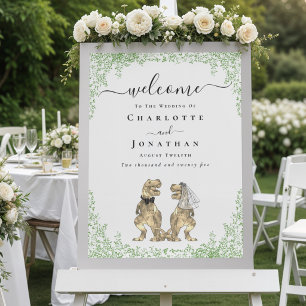 Affiche Mariage Thème Dinosaures Bienvenue