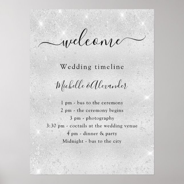 Affiche Mariage timeline promgram argent parties scintilla (Devant)