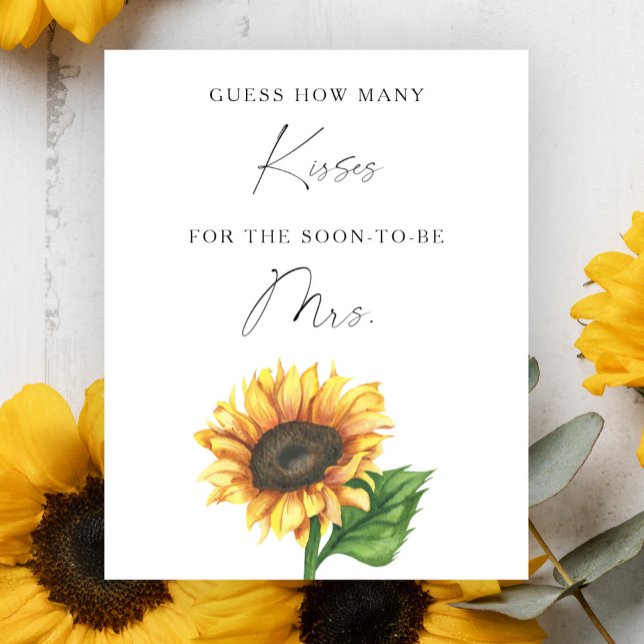Affiche Mariage tournesol - Jeu Combien de baisers (Créateur téléchargé)