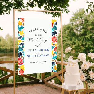 Affiche Mariage Tournesols Aquarelle Jaune Bleu Naturel