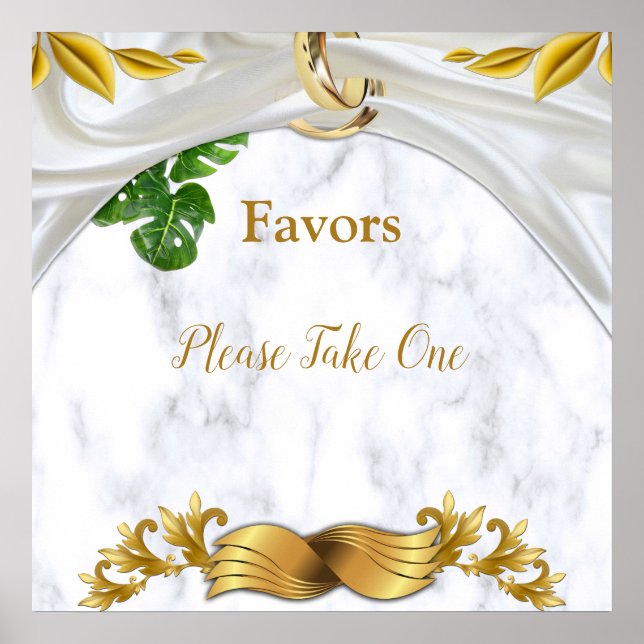 Affiche Mariage Tropical Romantique Faveurs (Devant)