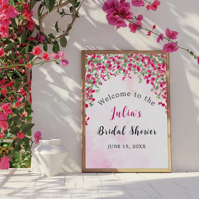 Affiche Mariage tropical sous les bougainvillées roses (Créateur téléchargé)