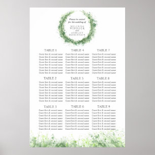 Affiche Mariage verdoyant Sièges Plan vert sauge