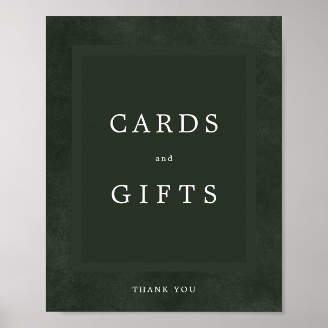 Affiche Mariage vert simple élégante carte et signe cadeau (Devant)