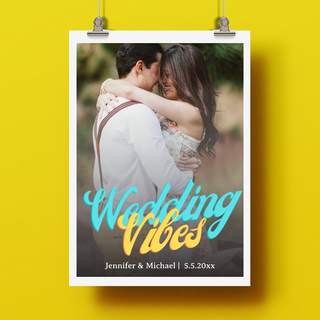 Affiche mariage vibes calligraphie rétro couple photo (Créateur téléchargé)