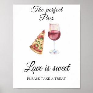Affiche Mariage vin pizza Love is sweet