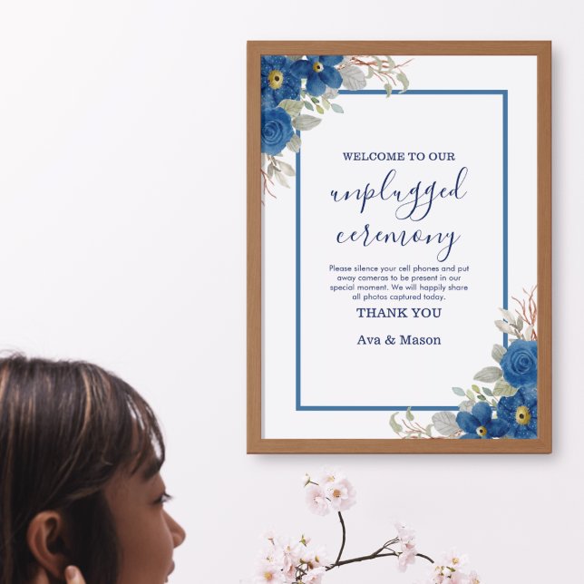 Affiche mariage vintage bleu aquarelle (Créateur téléchargé)