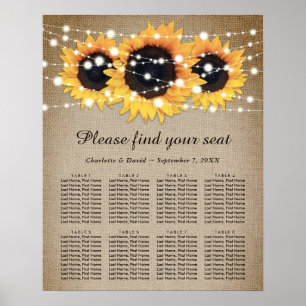 Affiche Mariage vintage Burlap de tournesol Graphique 8