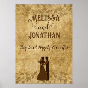 Affiche Mariage vintage mariée Groom Happy toujours après
